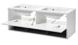 Waschbeckenunterschrank MIT Doppelwaschbecken Glide in wei Hochglanz und grau 120 cm