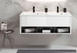 Waschbeckenunterschrank MIT Doppelwaschbecken Glide in wei Hochglanz und grau 120 cm