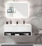 Waschbeckenunterschrank MIT Doppelwaschbecken Glide in wei Hochglanz und grau 120 cm