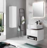 Badmbel Set 2-teilig Glide in wei Hochglanz und grau mit LED Beleuchtung 60 x 190 cm