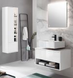 Badmbel Set 2-teilig Glide in wei Hochglanz und grau mit LED Beleuchtung 80 x 190 cm