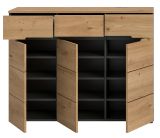 Schuhkommode Cooper in Artisan Eiche und grau Flurkommode 120 x 94 cm, Soft-Close