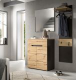 Garderobenpaneel Cooper in grau und Artisan Eiche Wandgarderobe 45 x 165 cm