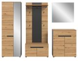 Garderobe Set 5-teilig Cooper in Artisan Eiche und grau 255 cm, Soft-Close
