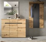 Garderobe Set 3-teilig Cooper in Artisan Eiche und grau 215 cm, Soft-Close