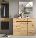Garderobe Set 3-teilig Cooper in Artisan Eiche und grau 180 cm, Soft-Close