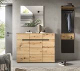 Garderobe Set 3-teilig Cooper in Artisan Eiche und grau 180 cm, Soft-Close