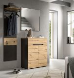 Garderobe Set 3-teilig Cooper in Artisan Eiche und grau 140 cm, Soft-Close