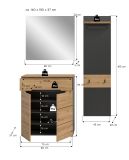 Garderobe Set 3-teilig Cooper in Artisan Eiche und grau 140 cm, Soft-Close