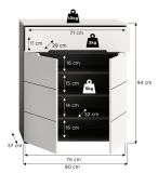 Schuhkommode Cooper in wei und grau Flurkommode 80 x 94 cm, Soft-Close