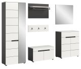 Garderobe Set 6-teilig Cooper in wei und grau 255 cm, Soft-Close