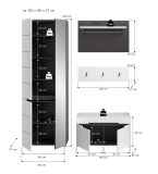 Garderobe Set 4-teilig Cooper in wei und grau 160 cm, Soft-Close