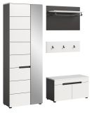 Garderobe Set 4-teilig Cooper in wei und grau 160 cm, Soft-Close