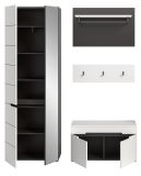 Garderobe Set 4-teilig Cooper in wei und grau 160 cm, Soft-Close