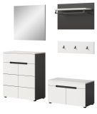 Garderobe Set 5-teilig Cooper in wei und grau 175 cm, Soft-Close