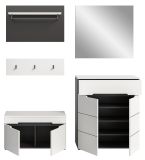 Garderobe Set 5-teilig Cooper in wei und grau 175 cm, Soft-Close