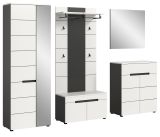 Garderobe Set 5-teilig Cooper in wei und grau 255 cm, Soft-Close