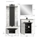 Garderobe Set 4-teilig Cooper in wei und grau 175 cm, Soft-Close