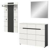 Garderobe Set 3-teilig Cooper in wei und grau 215 cm, Soft-Close