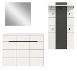 Garderobe Set 3-teilig Cooper in wei und grau 215 cm, Soft-Close