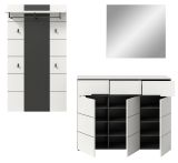 Garderobe Set 3-teilig Cooper in wei und grau 215 cm, Soft-Close