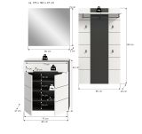 Garderobe Set 3-teilig Cooper in wei und grau 175 cm, Soft-Close