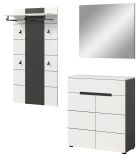 Garderobe Set 3-teilig Cooper in wei und grau 175 cm, Soft-Close