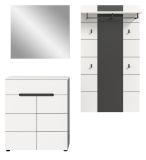 Garderobe Set 3-teilig Cooper in wei und grau 175 cm, Soft-Close