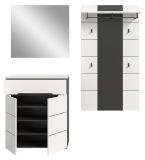 Garderobe Set 3-teilig Cooper in wei und grau 175 cm, Soft-Close