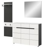Garderobe Set 3-teilig Cooper in wei und grau 180 cm, Soft-Close