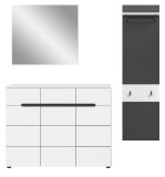 Garderobe Set 3-teilig Cooper in wei und grau 180 cm, Soft-Close