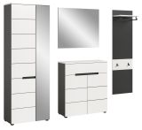 Garderobe Set 4-teilig Cooper in wei und grau 220 cm, Soft-Close