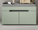 Garderobe Sitzbank Cooper in Salbei und Basalt Grau Garderobenbank 80 cm, Soft-Close