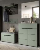 Garderobe Sitzbank Cooper in Salbei und Basalt Grau Garderobenbank 80 cm, Soft-Close