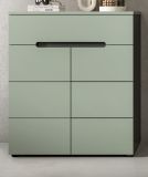 Schuhkommode Cooper in Salbei und Basalt Grau Flurkommode 80 x 94 cm, Soft-Close