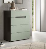 Schuhkommode Cooper in Salbei und Basalt Grau Flurkommode 80 x 94 cm, Soft-Close