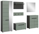 Garderobe Set 6-teilig Cooper in Salbei Grn und Basalt Grau, Komplett-Set mit Soft-Close