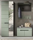 Garderobe Set 4-teilig Cooper in Salbei Grn und Basalt Grau 160 cm, Soft-Close