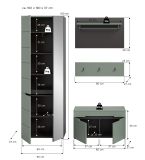 Garderobe Set 4-teilig Cooper in Salbei Grn und Basalt Grau 160 cm, Soft-Close