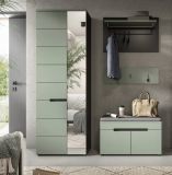Garderobe Set 4-teilig Cooper in Salbei Grn und Basalt Grau 160 cm, Soft-Close