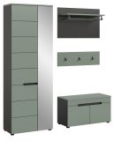 Garderobe Set 4-teilig Cooper in Salbei Grn und Basalt Grau 160 cm, Soft-Close