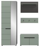Garderobe Set 4-teilig Cooper in Salbei Grn und Basalt Grau 160 cm, Soft-Close