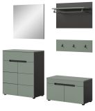 Garderobe Set 5-teilig Cooper in Salbei Grn und Basalt Grau 175 cm, Soft-Close