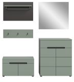 Garderobe Set 5-teilig Cooper in Salbei Grn und Basalt Grau 175 cm, Soft-Close