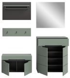Garderobe Set 5-teilig Cooper in Salbei Grn und Basalt Grau 175 cm, Soft-Close