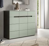 Schuhkommode Cooper in Salbei und Basalt Grau Flurkommode 120 x 94 cm, Soft-Close