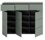 Schuhkommode Cooper in Salbei und Basalt Grau Flurkommode 120 x 94 cm, Soft-Close