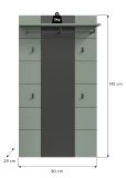 Garderobenpaneel Cooper in Salbei und Grau Wandgarderobe 80 x 141 cm