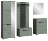 Garderobe Set 5-teilig Cooper in Salbei und Grau 255 cm, Soft-Close