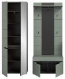 Garderobe Set 3-teilig Cooper in Salbei und Grau 160 cm, Soft-Close